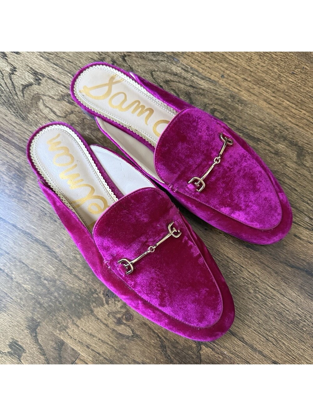 Sam Edelman Linnie Mule Loafers Womens 10 Pink Velvet Gold Horsebit Slip On - Picture 3 of 7